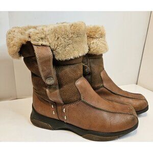 Blondo Brown Leather Snow Boots Faux Fur Lined Adjustable Size 7M Women’s